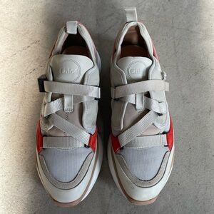 Chloe Red and Gray Sneakers